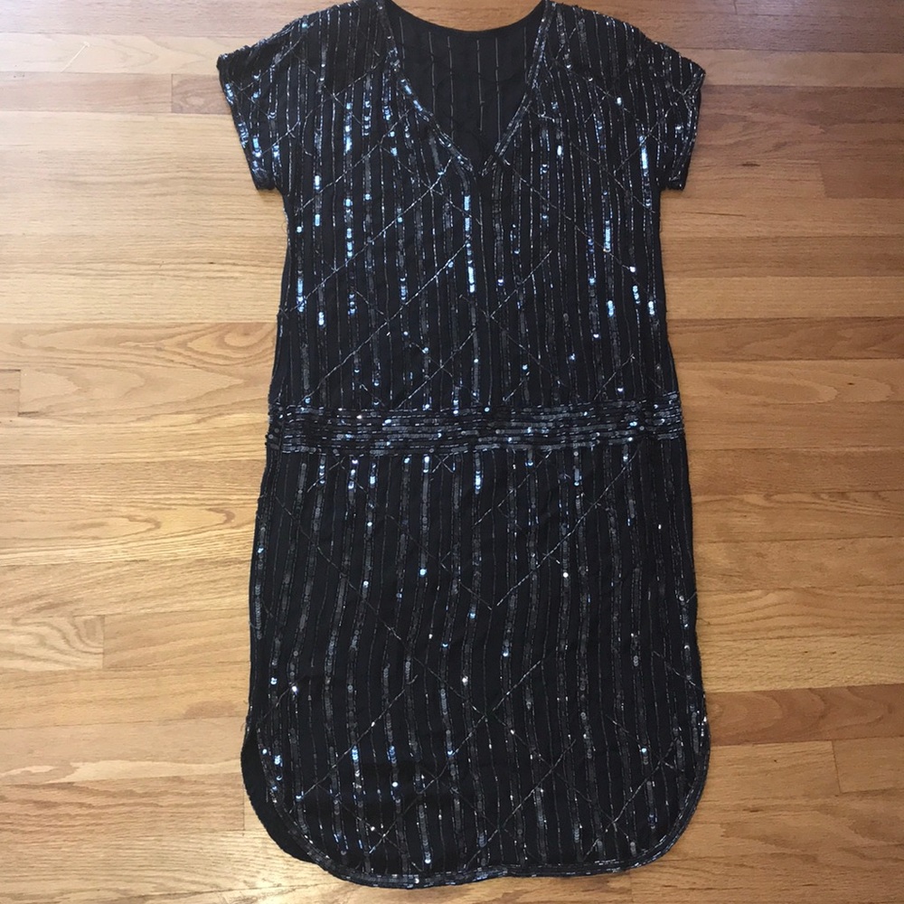 A.J. Bari Silk Embroidered Beaded Gown